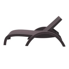 Omnipazar TRK-860 Siesta Fiji Bej Minderli Rattan Desenli Ayarlanabilir Lüks Şezlong Kahverengi 2'li Set