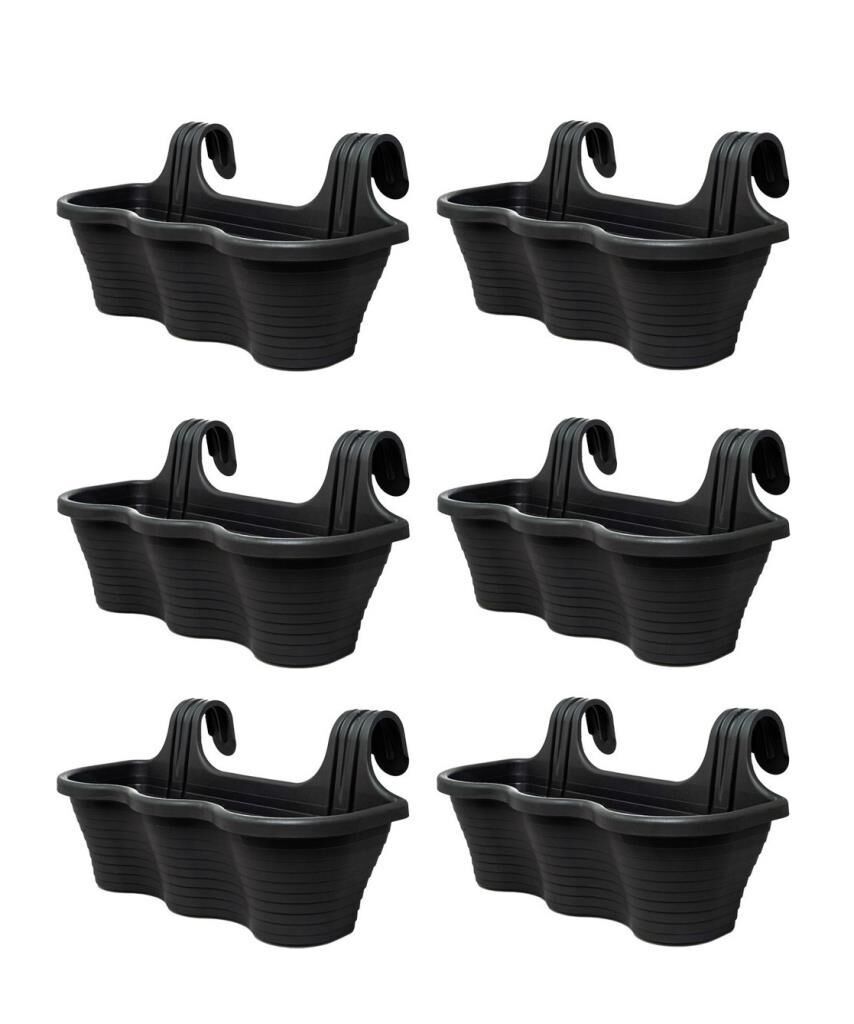 Omnipazar SO-TOM5 Tombik Askılı Balkon Saksı 10 Lt Antrasit 6 Adet