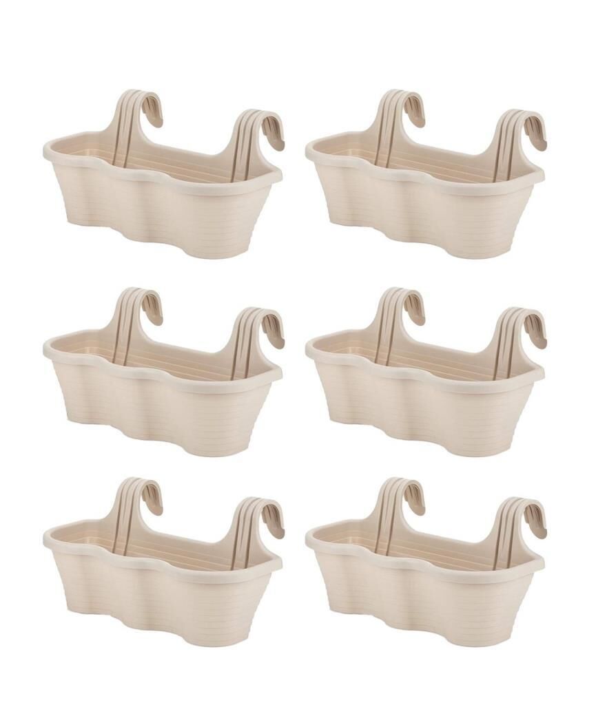 Omnipazar SO-TOM5 Tombik Askılı Balkon Saksı 10 Lt Kirli Beyaz 6 Adet