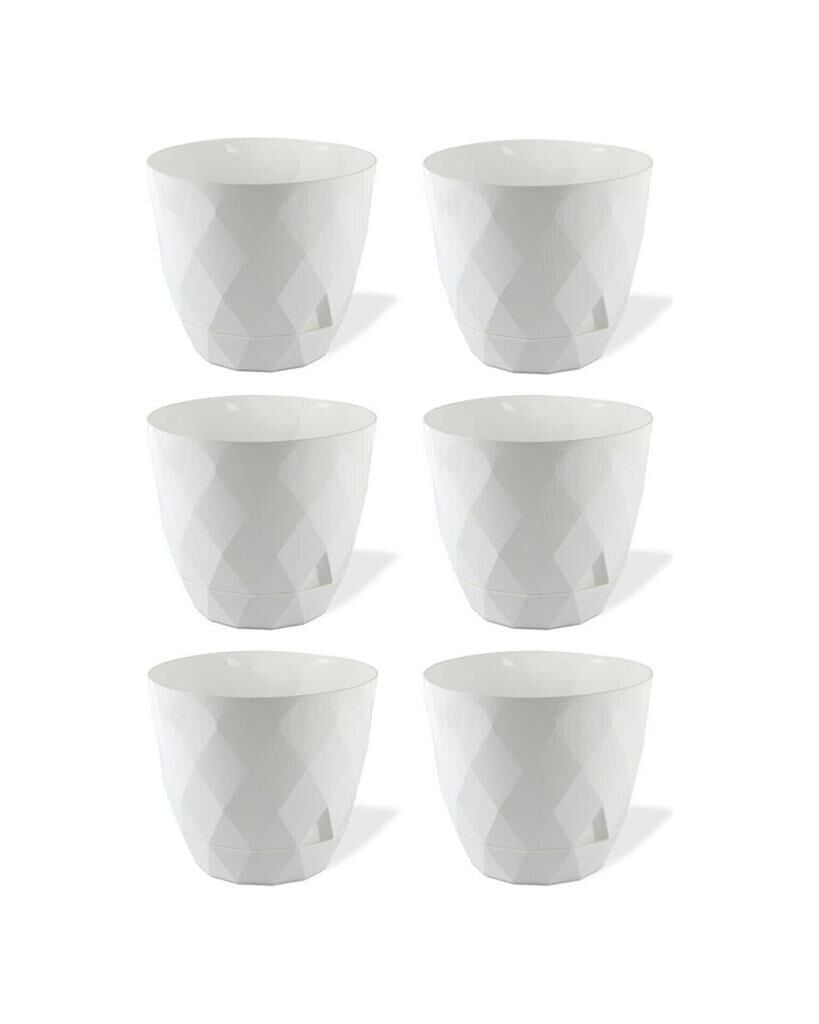 Omnipazar KRS-451 Yakamoz Tabaklı Plastik Saksı Takımı 0.65 lt Beyaz 6 Adet