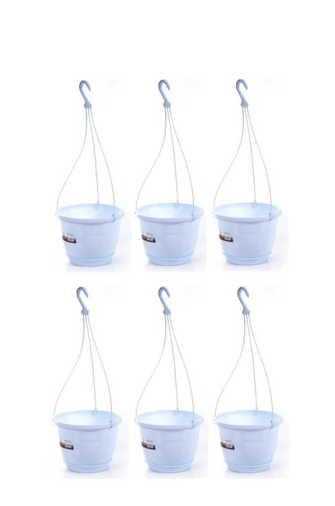 Omnipazar SO-SM02 Safir Makrome Askılı Balkon Saksı 3.4 lt Beyaz 6 Adet