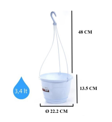 Omnipazar SO-SM02 Safir Makrome Askılı Balkon Saksı 3.4 lt Beyaz 6 Adet