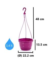 Omnipazar SO-SM02 Safir Makrome Askılı Balkon Saksı 3.4 lt Vişne 6 Adet