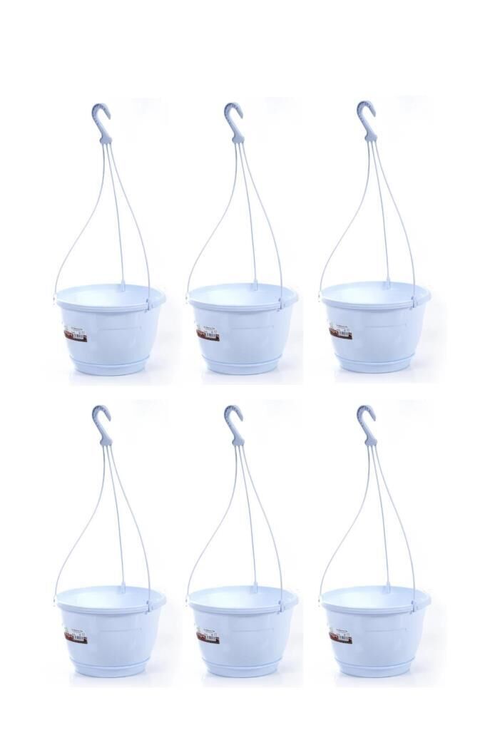 Omnipazar SO-SM03 Safir Makrome Askılı Balkon Saksı 6 lt Beyaz 6 Adet