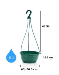 Omnipazar SO-SM03 Safir Makrome Askılı Balkon Saksı 6 lt Yeşil 6 Adet