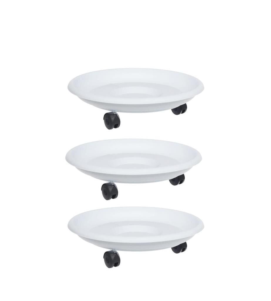 Omnipazar SO-TT01 Tekerlekli Saksı Tabağı No 1 Beyaz 3 Adet