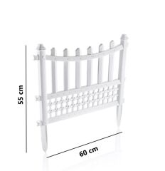 Omnipazar SY-5998 Elite Plastik Dekoratif Bahçe Çiti 12'li Set 60x55 cm Beyaz