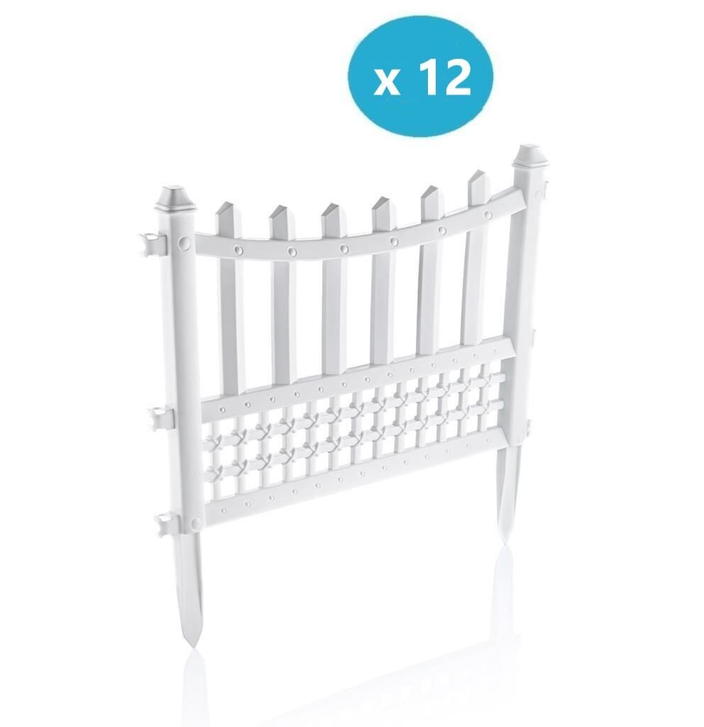 Omnipazar SY-5998 Elite Plastik Dekoratif Bahçe Çiti 12'li Set 60x55 cm Beyaz