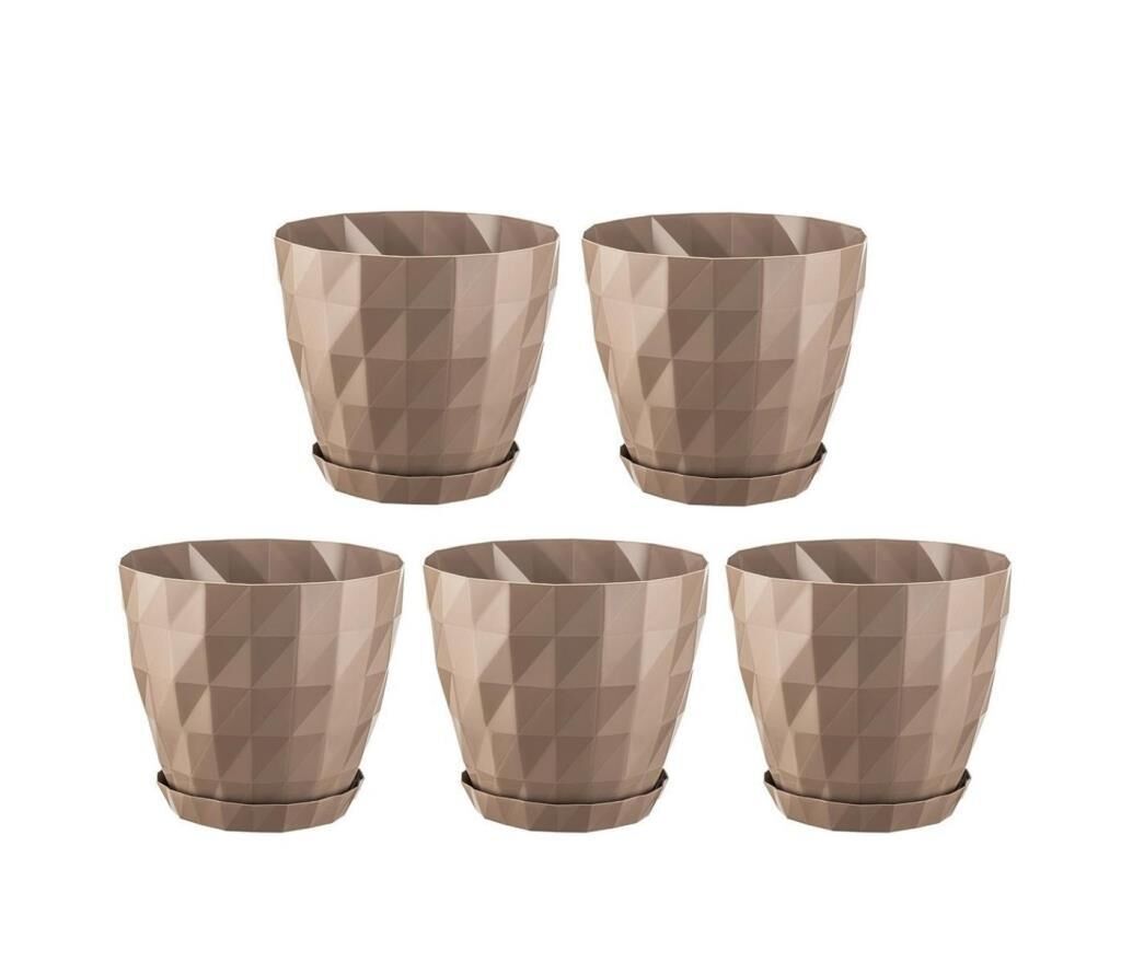 Omnipazar SO-KRT3 Dekoratif Kristal Saksı Takımı 1.85 lt Mocha 5 Adet