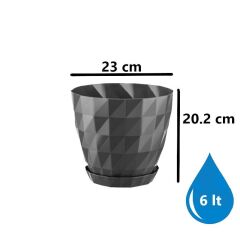 Omnipazar SO-KRT5 Dekoratif Kristal Saksı Takımı 6 lt Antrasit 5 Adet