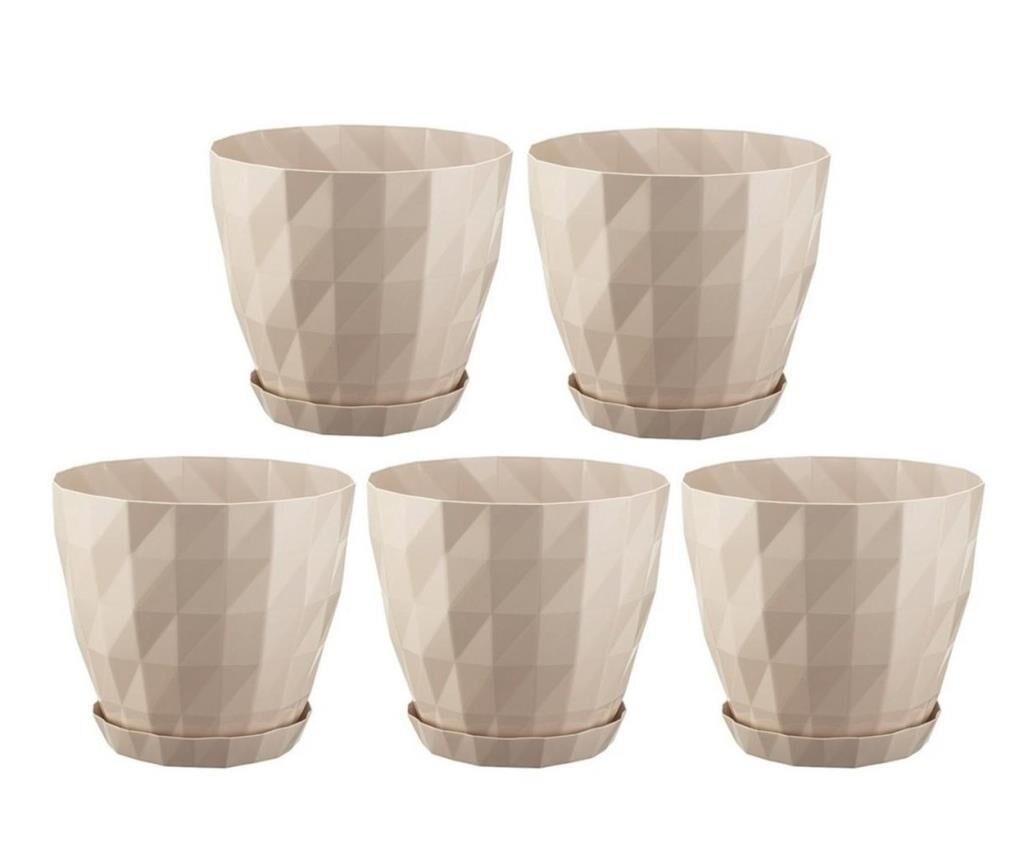 Omnipazar SO-KRT5 Dekoratif Kristal Saksı Takımı 6 lt Kirli Beyaz 5 Adet