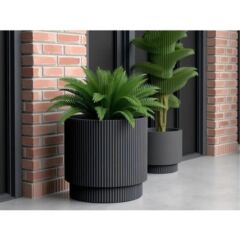 Omnipazar SO-VGS3 Dekoratif Vega Saksı Takımı 30 Litre Antrasit 3 Adet