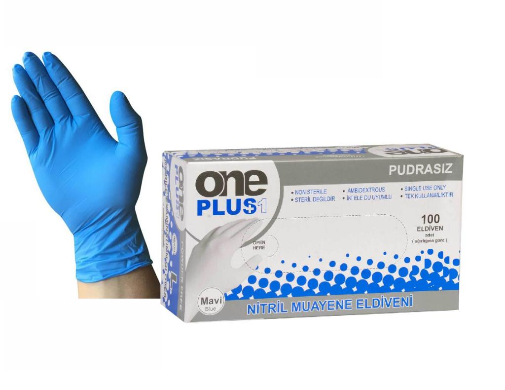 OnePlus Nitril Pudrasız Mavi Muayene Eldiveni 100'lü Paket