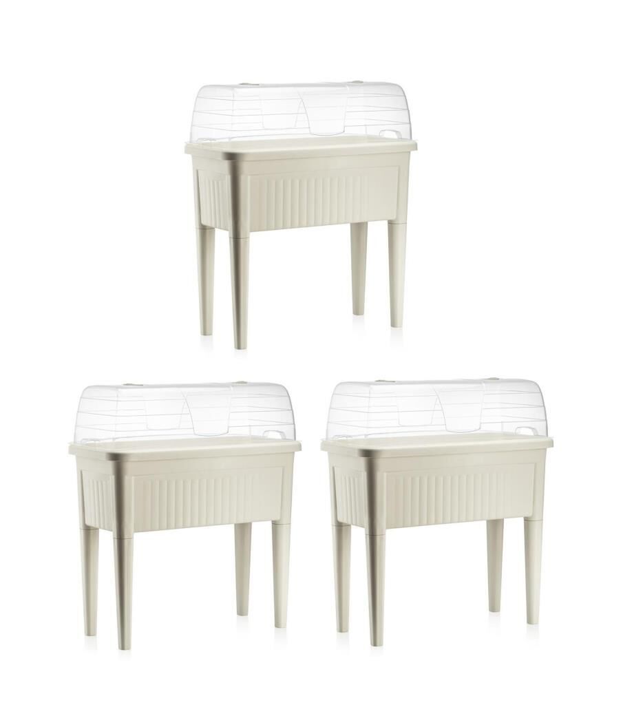 Omnipazar SO-ABS3 Fanuslu Ayaklı Bahçe Yetiştirme Saksı 60 lt Kirli Beyaz 3 Adet