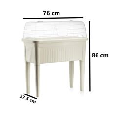 Omnipazar SO-ABS3 Fanuslu Ayaklı Bahçe Yetiştirme Saksı 60 lt Kirli Beyaz 3 Adet