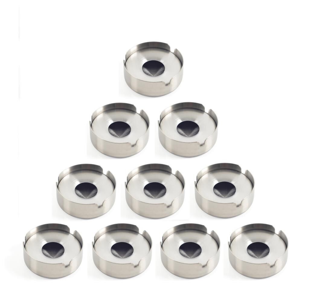 Omnisoft Skoçlu Küçük Boy Küllük Kül Tablası Kapaklı Yuvarlak Paslanmaz 10 Adet