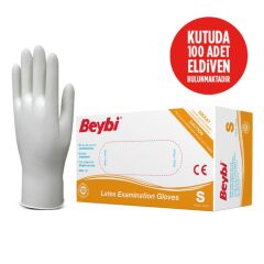 Beybi Lateks Pudralı Beyaz Muayene Eldiveni 100' lü Paket Small