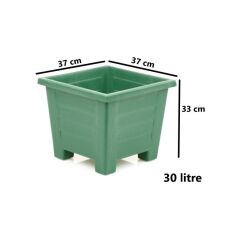 SY-5848 Dekoratif Plastik Kare Ayaklı Saksı 30 Lt Yeşil 6 Adet