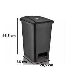 Omnipazar SRL-3029 Slim Pedallı Plastik Çöp Kovası İç Kovalı 25 lt Siyah