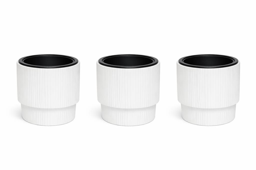 SO-VGS2 3 Adet Vega Modern Plastik Saksı Takımı No:2 İç Kovalı 20 Lt Beyaz
