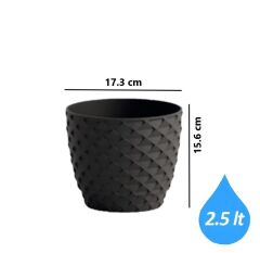 Omnipazar SO-KAP3 Kapadokya Dekoratif Plastik Saksı 2.5 Litre No 3 Antrasit (116)