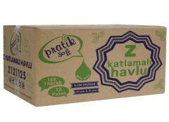 Pratiksoft Z Katlama Dispenser Kağıt Havlu 125 x 12 Paket