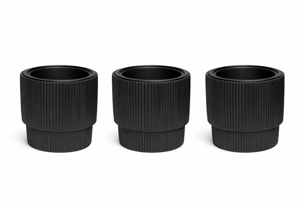 SO-VGS2 3 Adet Vega Plastik Modern Saksı Takımı No:2 İç Kovalı 20 Lt Siyah