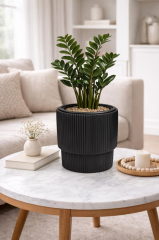 SO-VGS2 3 Adet Vega Plastik Modern Saksı Takımı No:2 İç Kovalı 20 Lt Siyah