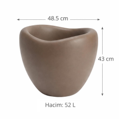 Omnipazar SO-LLE Lale Saksı Dekoratif Modern Plastik İç Kovalı 52 Litre Mocha