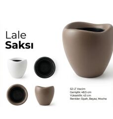 Omnipazar SO-LLE Lale Saksı Dekoratif Modern Plastik İç Kovalı 52 Litre Mocha