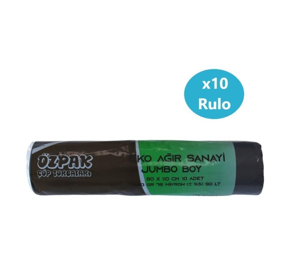 Özpak End Jumbo Boy Çöp Poşeti 80x110cm 20 Rulo 200 Ad 10 kg Siyah