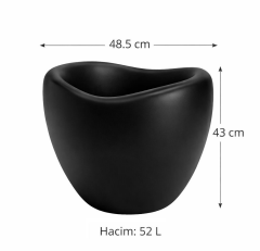 Omnipazar SO-LLE Lale Saksı Dekoratif Modern Plastik İç Kovalı 52 Litre Siyah