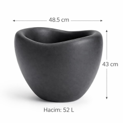 Omnipazar SO-LLE Lale Saksı Dekoratif Modern Plastik İç Kovalı 52 Litre Antrasit (116)