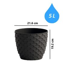 Omnipazar SO-KAP4 Kapadokya Dekoratif Plastik Saksı 5 Litre No 4 Antrasit (116)