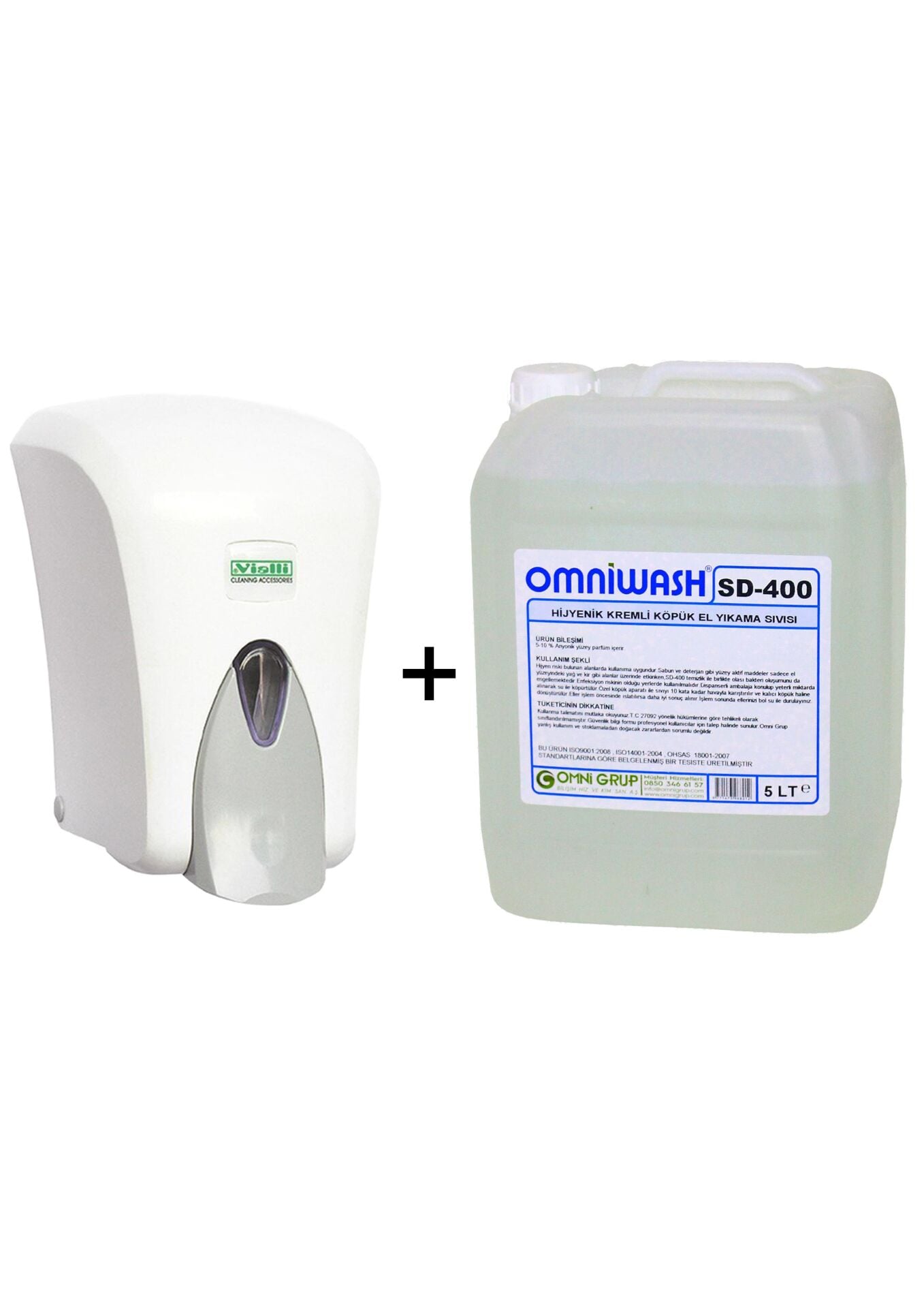 Omniwash SD-400 5 L Köpük Sabun + Vialli F6 Beyaz Köpük Dispenser