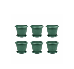 SO-D003 6 Adet Damla Desen Tabaklı Saksı Takımı 1.5 Litre No:3 Yeşil
