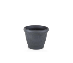 Omnipazar SO-HS01 Plastik Hasır Desenli Dekoratif Saksı 3.3 Litre No 1 Antrasit (116)