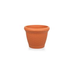 Omnipazar SO-HS01 Plastik Hasır Desenli Dekoratif Saksı 3.3 Litre No 1 Kiremit (108)