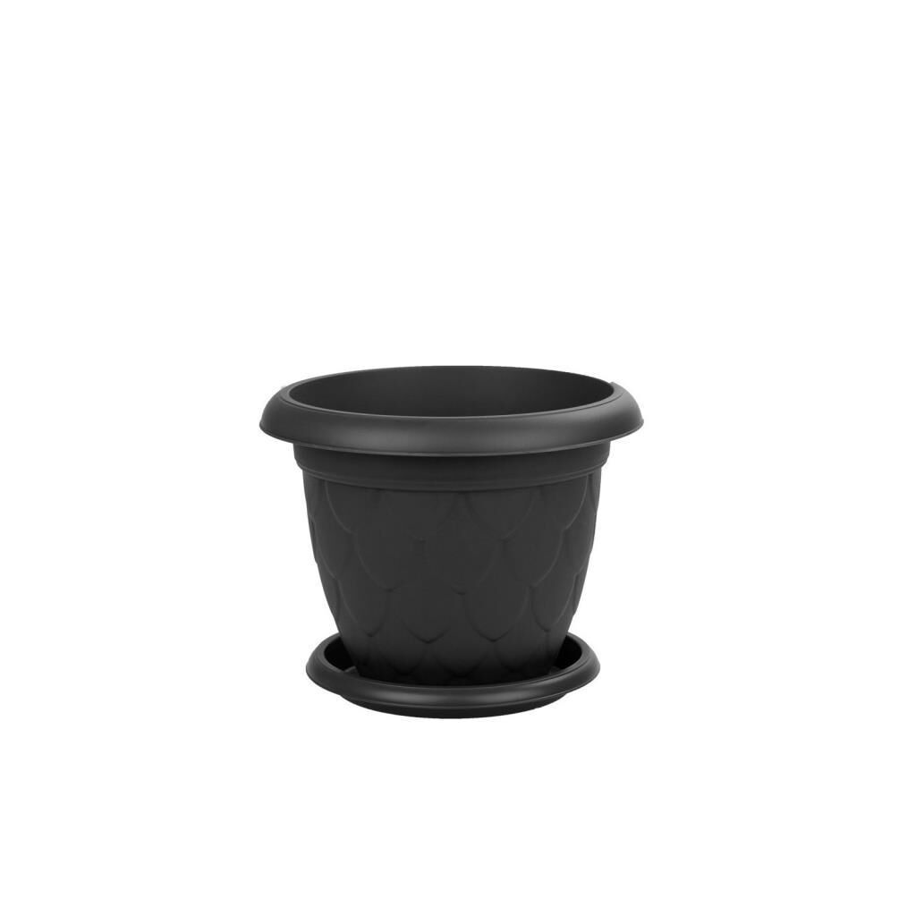 Omnipazar SO-D004 Damla Desen Tabaklı Saksı Takımı 2.2 Litre No:4 Antrasit (116)
