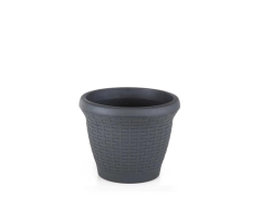 Omnipazar SO-HS02 Plastik Hasır Desenli Dekoratif Saksı 6 Litre No 2 Antrasit (116)