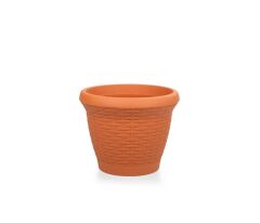 Omnipazar SO-HS02 Plastik Hasır Desenli Dekoratif Saksı 6 Litre No 2 Kiremit (108)