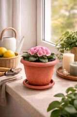 SO-D004 6 Adet Damla Desen Tabaklı Saksı Takımı No:4 2.2 Litre Kiremit