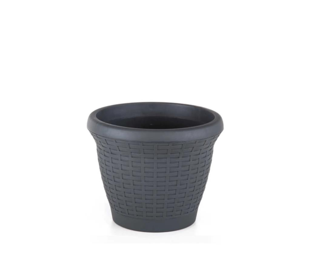 Omnipazar SO-HS03 Plastik Hasır Desenli Dekoratif Saksı 10 Litre No 3 Antrasit (116)