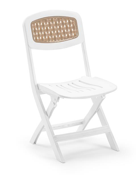 Omnipazar SY-2530 Katlanır Lüks Plastik Sandalye Beyaz