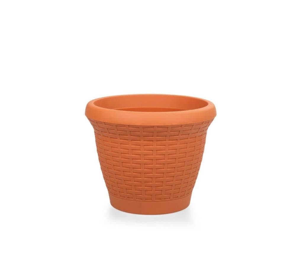 Omnipazar SO-HS03 Plastik Hasır Desenli Dekoratif Saksı 10 Litre No 3 Kiremit (108)