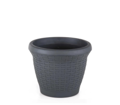 Omnipazar SO-HS05 Plastik Hasır Desenli Dekoratif Saksı 25 Litre No 5 Antrasit (116)