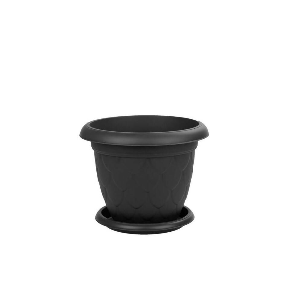 Omnipazar SO-D006 Damla Desen Tabaklı Saksı Takımı 5 Litre No:6 Antrasit (116)
