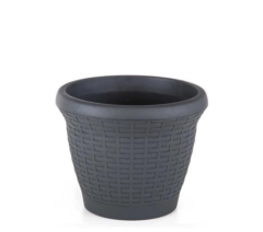 Omnipazar SO-HS06 Plastik Hasır Desenli Dekoratif Saksı 42 Litre No 6 Antrasit (116)