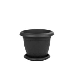Omnipazar SO-D007 Damla Desen Tabaklı Saksı Takımı 8 Litre No:7 Antrasit (116)