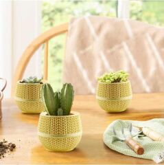 Omnipazar SO-ASR1 Dekoratif Örgü Desen Amasra Saksı 0.13 Litre 6'lı Set 60466365